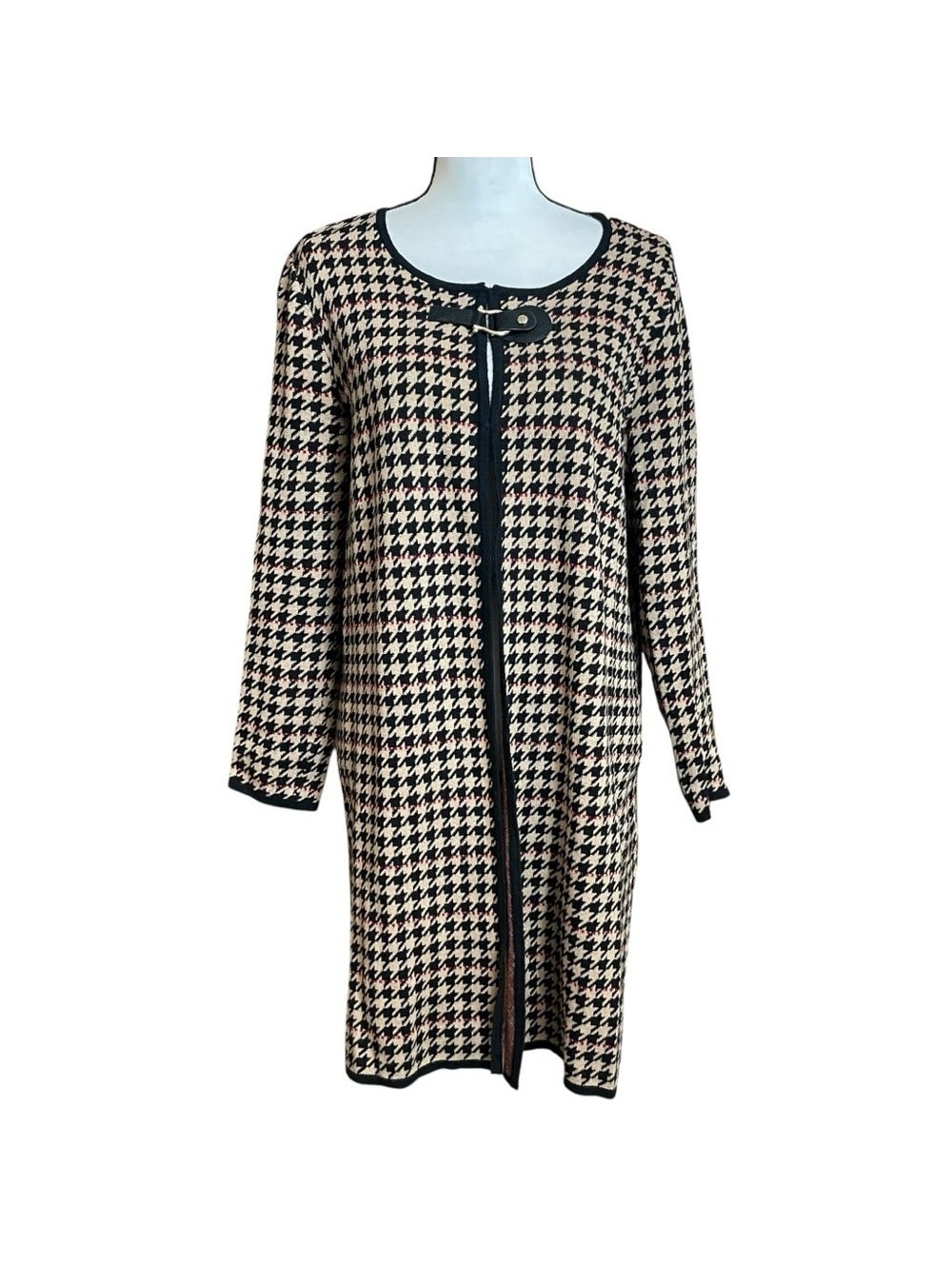 Anne Klein Houndstooth Jacquard Cardigan large
